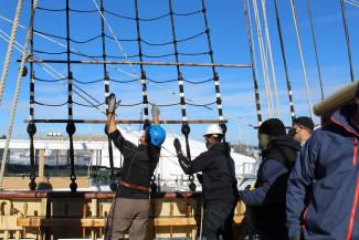 A student learning about ship rigging to prepare for a career in the growing maritime industry.
